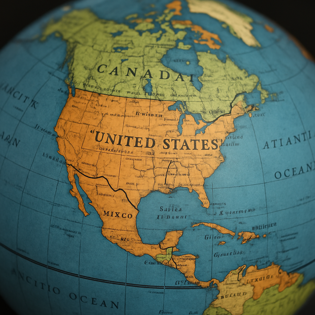 world globe showing the us